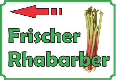 Produktbild von Frischer Rhabarber Verkaufsschild Pfeil links Hofladen Verkaufsförderung A4 Rückseite selbstklebend
