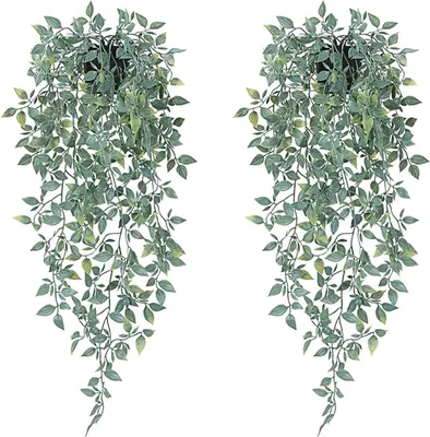 Immagine prodotto di Pianta artificiale appesa - piante artificiali per interni - set di 2 - verde - plastica - appesa
