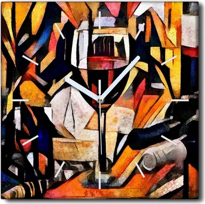 Produktbild von Coloray Uhr auf Leinwand 30x30 cm Wand Uhr Dekoration Wohnzimmer Segeltuch weiße Zeiger -Weinkunstkunst
