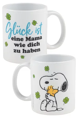 Produktbild von The Peanuts Snoopy Tasse - Glück ist eine Mama wie dich zu haben Kaffeetasse Becher Kaffeebecher aus Keramik Muttertag Weiß 320 ml