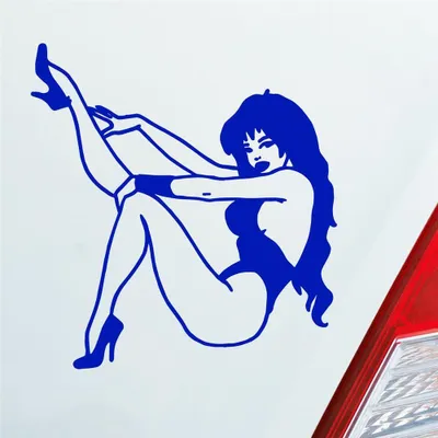 Produktbild von Auto Aufkleber Frau Pin Up Girl Vintage Sexy 10x10,5 cm Dunkelblau Sticker Heckscheibenaufkleber