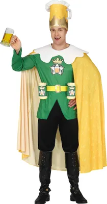Produktbild von Bierheld Junggesellenabschied Kostüm Königliches Outfit Party Spaß Accessoire Umhang Krone Helm, Größe: 46 - 48 (S) Farbe: Grün
