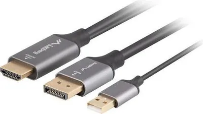 Obrázek produktu pro Lanberg HDMI (M) -> Displayport (M) adaptérový kabel 1M 4K černý