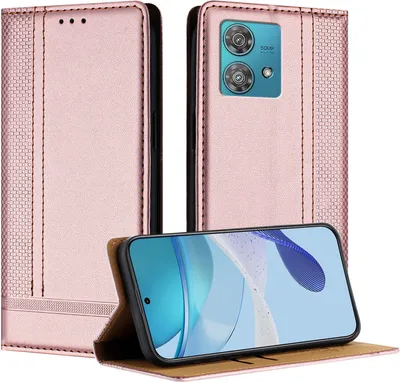 Produktbild von Handyhülle für Motorola Edge 40 Neo Leder Flip Klappbare Schutzhülle mit Standfunktion Pink