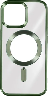 Produktbild von MagSafe Silikonhülle Apple iPhone 15 Pro Kameraschutz Chromumrandung Dunkelgrün