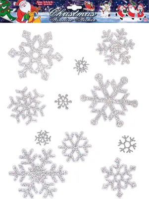 Produktbild von Set von 11 FENSTERAUFKLEBER GLITZER SCHNEEFLOCKEN SCHIMMERND
