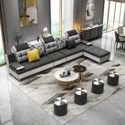 Produktbild von Wohnlandschaft Ecksofa L-Form Modernes Sofa Ledersofa Ecksofa Polster 360x180cm