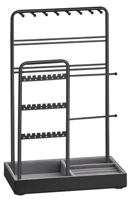 Obrázek produktu pro Stojan na šperky – držák na náhrdelníky – organizér na náušnice – kov a MDF – 11,5 x 19,6 x 30,8 cm