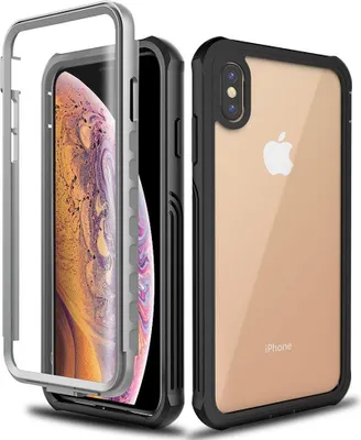 Produktbild von LaimTop iPhone XS Max Hülle, Hybrid Robust TPU Bumper Stoßfest Transparent Handyhülle 360 Grad Komplett Vollbildabdeckung Schutzhülle für iPhone XS Max