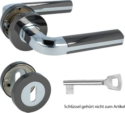 Produktbild von Drückergarnitur Modell Data 2 BiColor Türdrücker Rosettengarnitur Türbeschlag Buntbart