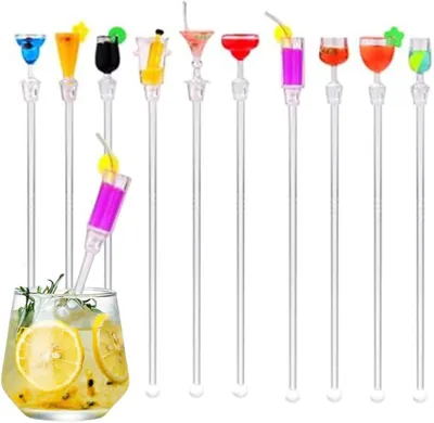 Produktbild von Cocktailstäbchen 10 Stück, Acryl Cocktailrührer, 23 cm, für Feier, Bar und Garten