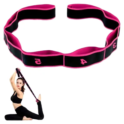 Produktbild von Yoga Stretchgurt mit 8 Schlaufen, Fitnessbänder für Training und Tanz, Rosa