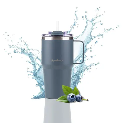 Obrázek produktu pro Rosmarino MegaCup, 580 ml, termoizolační hrnek. Udržuje nápoje studené až 11 hodin a teplé až 7 hodin. Nerezová ocel. Termohrnek, cestovní hrnek, termoska, izolovaný hrnek, termoška, tmavě modrá