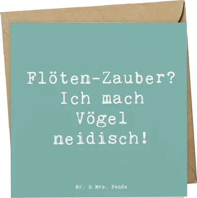 Produktbild von Mr. & Mrs. Panda Glückwunschkarte Spruch Flöte Zauber - Meeresbrise - Geschenk, doppelkarte, Klappkarte, Musik, Melodie, Musikinstrument, Grußkarte, Vögel, Instrument