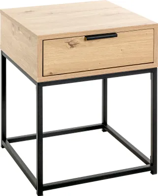 Produktbild von HAKU Konsole Nachtkonsole Beistelltisch Eiche hell, schwarz - Metall, Spanplatte, B/H/T: 40x50x40 cm