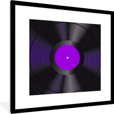 Produktbild von MuchoWow® Gerahmtes Poster Schallplatten - Lila - Vinyl - Retro 40x40 cm - Poster mit Schwarzem Bilderrahmen Wandposter Rahmen Foto Bilder - Poster - Plakat im Rahmen