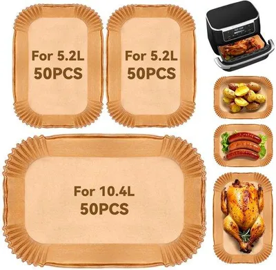 Immagine prodotto di 150 fogli di carta da forno per friggitrice ad aria da 10,4 litri, accessori da forno