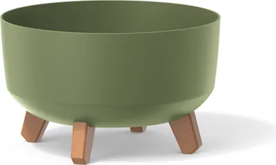 Immagine prodotto di Gracia Vaso da fiori basso con gambe rimovibili incl. inserto per uso interno ed esterno Fioriera rotonda in plastica resistente ai raggi UV (285 mm, verde)