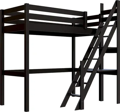 Produktbild von Hochbett holz 90x200 Sylvia mit Müllertreppe - Schwarz
