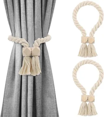 Produktbild von Famanu Halter für Vorhänge - Magnetische Vorhanghalter aus Holz