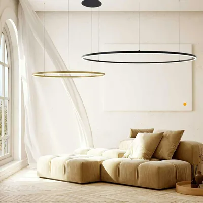 Produktbild von s.luce LED 2er-Ring Hängelampen Kombination Exzentrisch Hängeleuchte Ringlampe Aluminium 80 | 60cm Rund