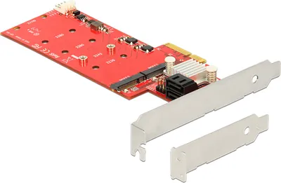 Produktbild von Delock PCI Express x4 Karte > Hybrid 2 x intern M.2 + 2 x SATA 6 Gb/s mit RAID