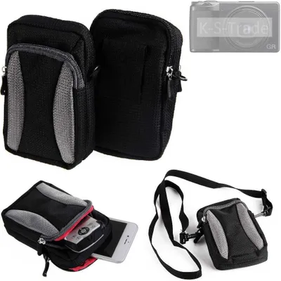 Produktbild von K-S-Trade Fototasche kompatibel mit Ricoh GR IIIx Gürtel-Tasche Holster Umhänge Tasche Kameratasche, schwarz-grau Brust-Beutel Brust-Tasche