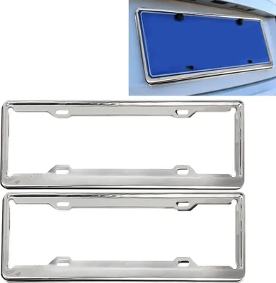 Image de 2 PCS Support de plaque d'immatriculation en acier inoxydable Support de plaque d'immatriculation pour voiture