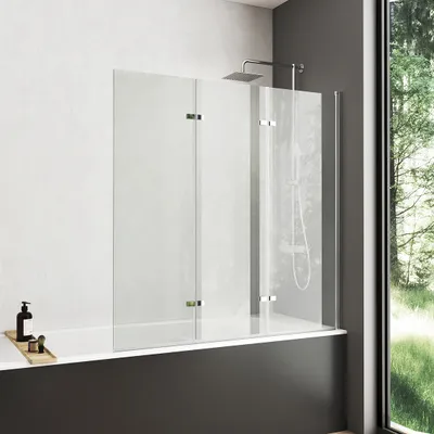 Produktbild von Heilmetz Duschabtrennung 120x140cm Badewannenaufsatz faltbar mit 6mm Nano Easy Clean Glas