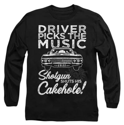 Produktbild von Supernatural - "Driver Picks The Music" T-Shirt für Herren/Damen Uni, Langärmlig TV37661 (XXL) (Schwarz), KI-generiertes Bild