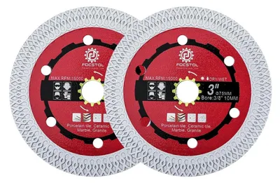 Obrázek produktu pro Diamantové řezací kotouče, 2 kusy, průměr 75 mm, pro řezání dlaždic, mramoru a žuly, otvor 10 mm