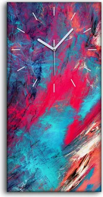 Produktbild von Dekor Leinwand Uhr Wandbilder Quarz 30x60 abstrakte bunte Moderne futuristisches - weiße Hände