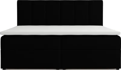 Produktbild von VENASI Boxspringbett 140x200 mit Bettkasten, Lisa Doppelbett Schwarz Velourstoff