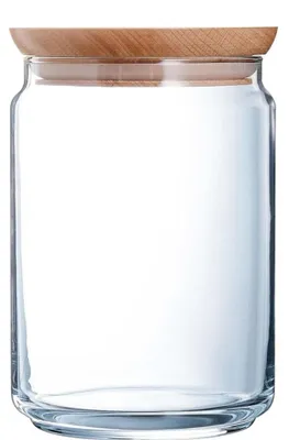 Obrázok produktu pre Sada 6 kusov sklenených dóz s dreveným vekom, objem 100 cl