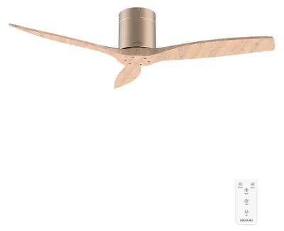 Plafondventilator 132 cm, DC-Motor, 3 Flügel, 6 Stufen, Timer, Gold/Lichtholz