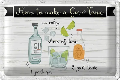 Produktbild von Blechschild Spruch How to make a Gin & Tonic 30x20cm