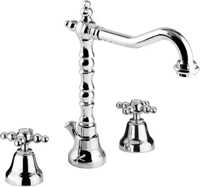 Produktbild von Jugendstil Retro Waschtisch-Dreilochbatterie Silber - Luxus Badezimmer Waschtischarmatur