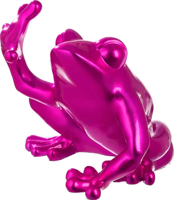 A shiny pink frog figurine.