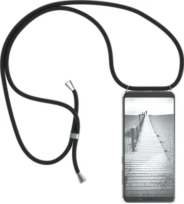 Immagine prodotto di EAZY CASE catena per cellulare con cover per Samsung Galaxy A9 (2018) cover posteriore catena per cellulare, da appendere al collo in nero