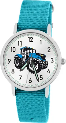Produktbild von Kinder Armbanduhr Jungen Mädchen Trecker blau Traktor Lernuhr wasserdicht