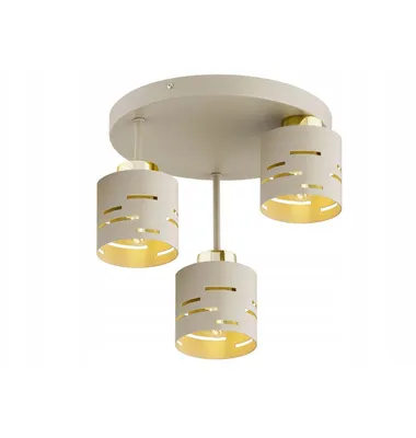 Produktbild von FKL DESIGN Home Deco Deckenlampe Deckenleuchte 3-flammig E27 Metall Lampenshirm Lampe aus Serie (Beige, N910-EP3)