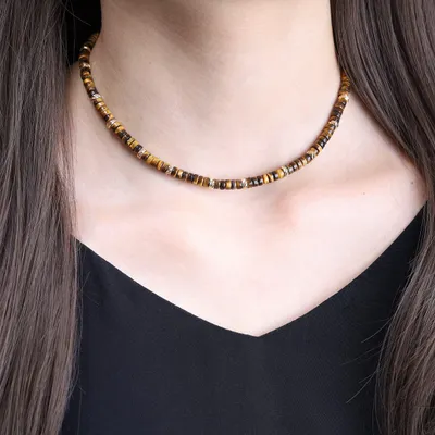 Zdjęcie produktu dla Naszyjnik choker, tygrysie oko i kamień Heishi, na imprezę