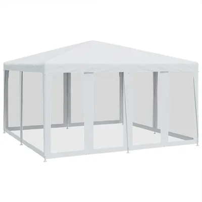 Obrázek produktu pro Party stan s 8 síťovanými bočnicemi bílý 4 x 4 m HDPE