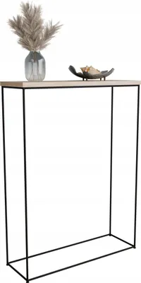 Zdjęcie produktu dla Konsola metalowa toaletka stolik półka stojąca loft czarny sonoma 60x20h80