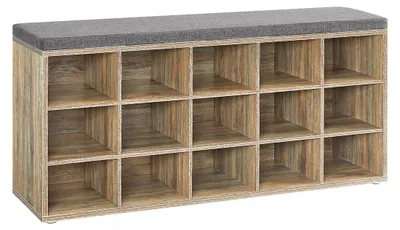 Zdjęcie produktu dla Półka na buty z miejscem do przechowywania – organizer do przedpokoju – regał na buty – płyta wiórowa – 30 x 105 x 48 cm