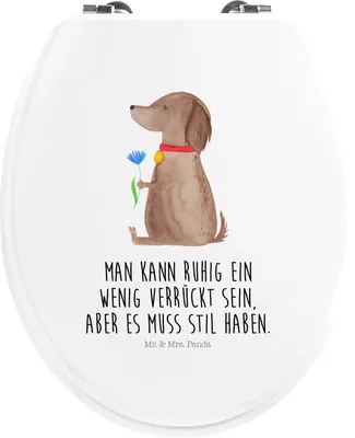 Produktbild von Mr. & Mrs. Panda WC Brille Hund Blume - Weiß - Geschenk, Hunde, WC-Sitz, Stil, Sprüche, Toiletten-Sitz, Süß, Toilettendeckel, Haha, Deckel, klo