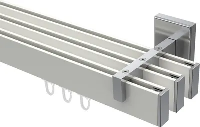Produktbild von Interdeco Innenlaufstange / Gardinenstange mit Innenlauf Weiß / Chrom, Typ Smartline Paxo (Kappe), 14x35 mm 3-läufig, 140 cm
