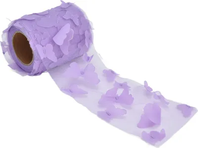 Produktbild von Tüllrollen, eleganter Stil, dreidimensionales Muster, leuchtende Farben, Dekoband für Hochzeiten, helllila