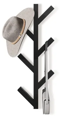 Image de Porte-manteau mural - 6 crochets - Noir - Support à vêtements - Gain de place - Facile à installer - Idéal pour les vestes et les chapeaux - Porte-manteau mural