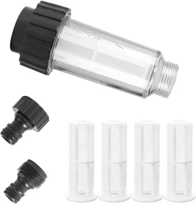 Obrázek produktu pro Filtr na vodu pro zahradní hadice, 3/4 palce, filtr pro vysokotlaké čističe, 4 filtrační vložky, 2 rychlospojky